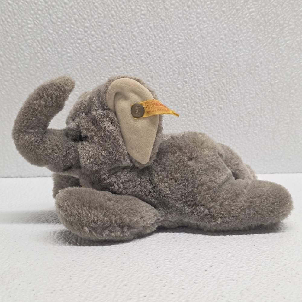 Steiff Mini Floppy Elephant Gray Plush Stuffed Animal 5655 Button Tag